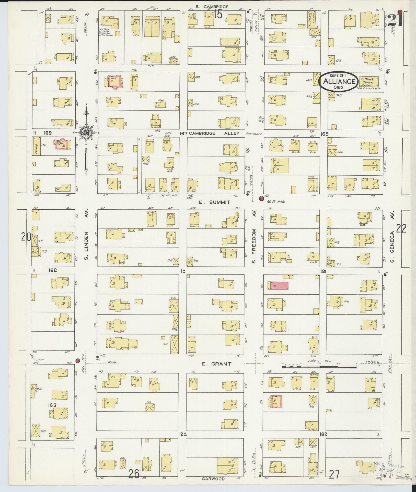 Sanborn Fire Insurance Map from Alliance, Stark County, Ohio (1911), Sheet #0021 - Historic Sanborn Fire Insurance Map Print, vintage old map wall art, antique decor, genealogy gift, Ohio Ohio map