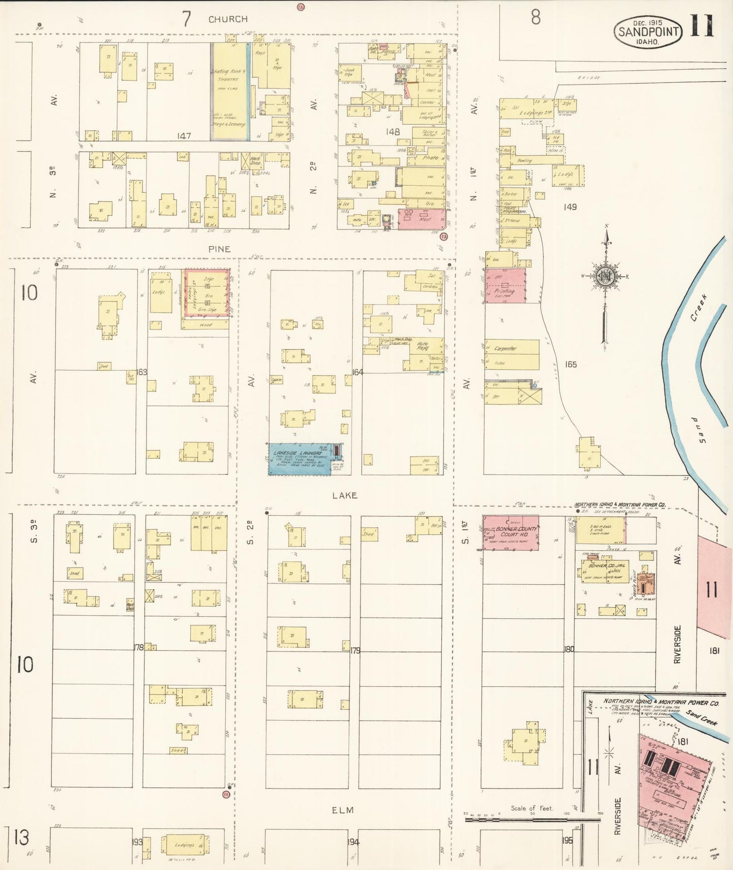 Sanborn Fire Insurance Map from Sandpoint, Bonner County, Idaho (1915), Sheet #0011 - Complete Map Set gallery image, historic Sanborn map, vintage wall art, Idaho Idaho