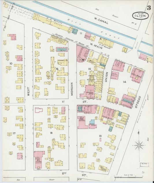 Sanborn Fire Insurance Map from Ilion, Herkimer County, New York (1891), Sheet #0003 - Historic Sanborn Fire Insurance Map Print, vintage old map wall art, antique decor, genealogy gift, New York New York map