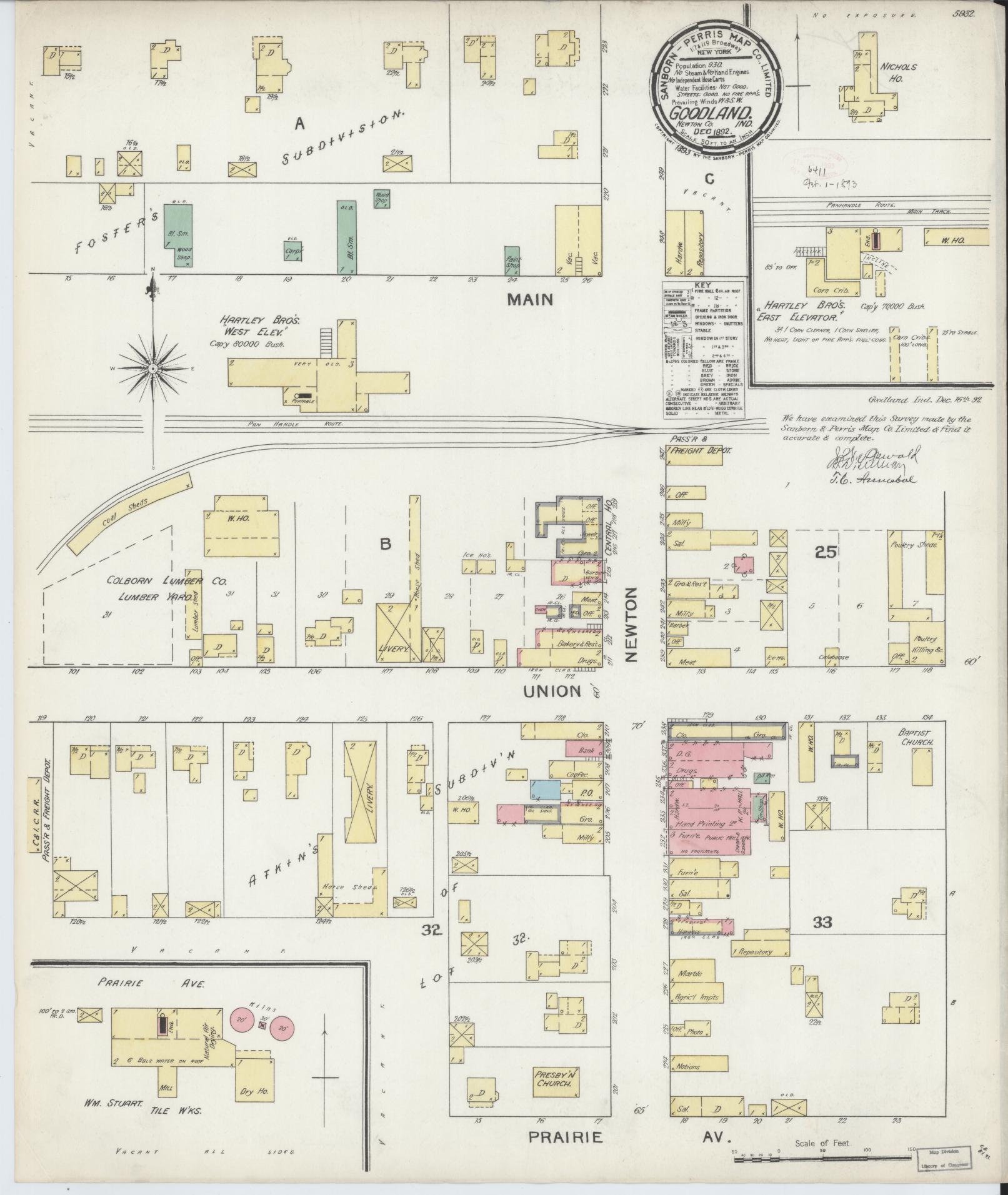 Sanborn Fire Insurance Map from Goodland, Newton County, Indiana. (1892) – Historic Sanborn Fire Insurance Map Print