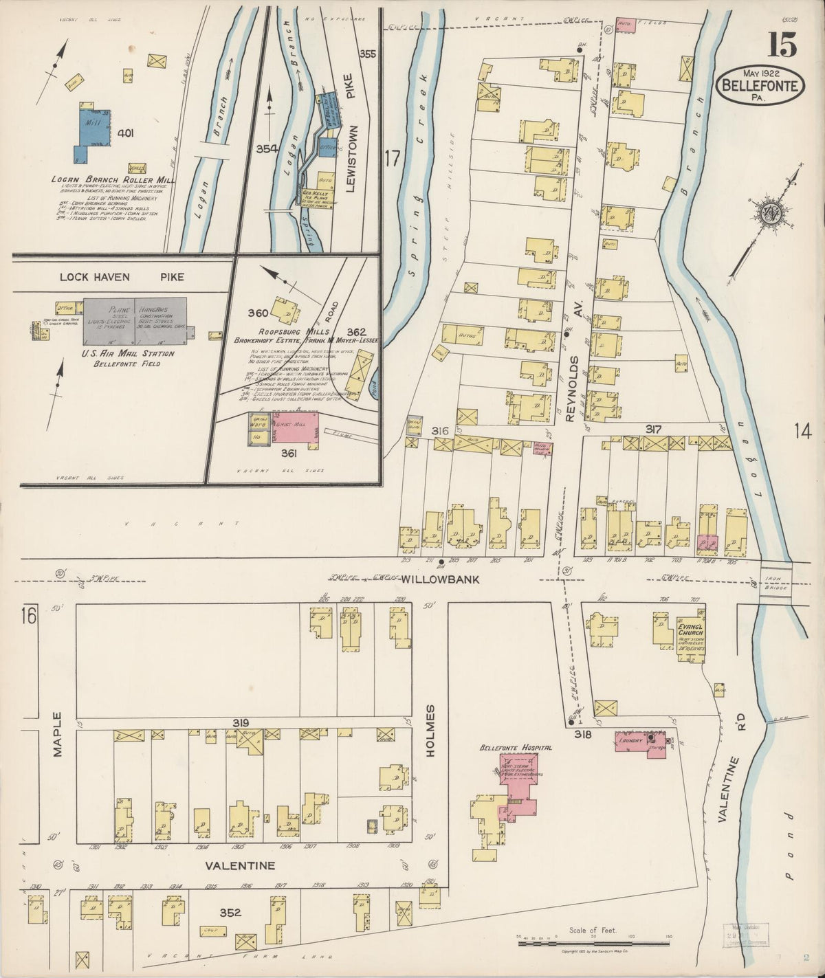 Sanborn Fire Insurance Map from Bellefonte, Centre County, Pennsylvania (1922), Sheet #0015 - Complete Map Set gallery image, historic Sanborn map, vintage wall art, Pennsylvania Pennsylvania