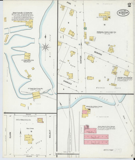 Sanborn Fire Insurance Map from Bangor, Van Buren County, Michigan (1899), Sheet #0002 - Historic Sanborn Fire Insurance Map Print, vintage old map wall art, antique decor, genealogy gift, Michigan Michigan map