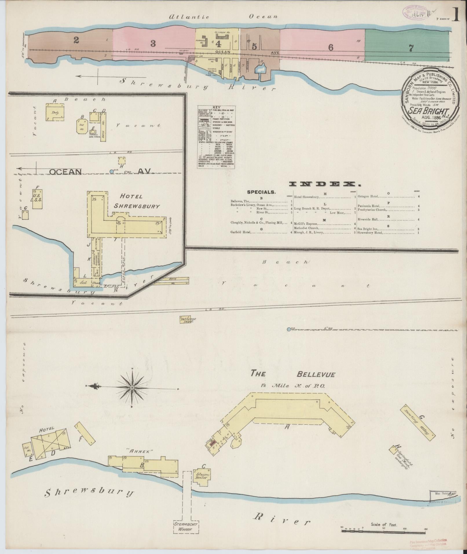 Sanborn Fire Insurance Map from Sea Bright, Monmouth County, New Jersey. (1886) – Historic Sanborn Fire Insurance Map Print