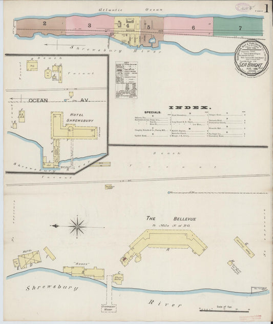 Sanborn Fire Insurance Map from Sea Bright, Monmouth County, New Jersey. (1886) – Historic Sanborn Fire Insurance Map Print