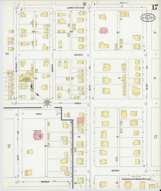 Sanborn Fire Insurance Map from Oil City, Venango County, Pennsylvania (1901), Sheet #0017 - Historic Sanborn Fire Insurance Map Print, vintage old map wall art, antique decor, genealogy gift, Pennsylvania Pennsylvania map