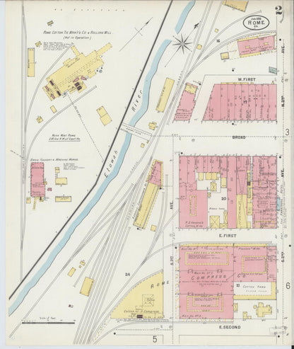 Sanborn Fire Insurance Map from Rome, Floyd County, Georgia (1898), Sheet #0002 - Complete Map Set gallery image, historic Sanborn map, vintage wall art, Georgia Georgia