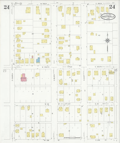 Sanborn Fire Insurance Map from Fayetteville, Washington County, Arkansas (1930), Sheet #0024 - Complete Map Set gallery image, historic Sanborn map, vintage wall art, Arkansas Arkansas