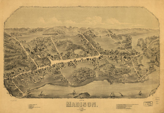 View of Madison, Conn. 1881. (1881) – Historic Bird’s-Eye View Panorama Print