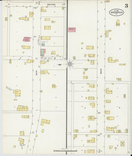 Sanborn Fire Insurance Map from Springfield, Washington County, Kentucky (1898), Sheet #0003 - Historic Sanborn Fire Insurance Map Print, vintage old map wall art, antique decor, genealogy gift, Kentucky Kentucky map