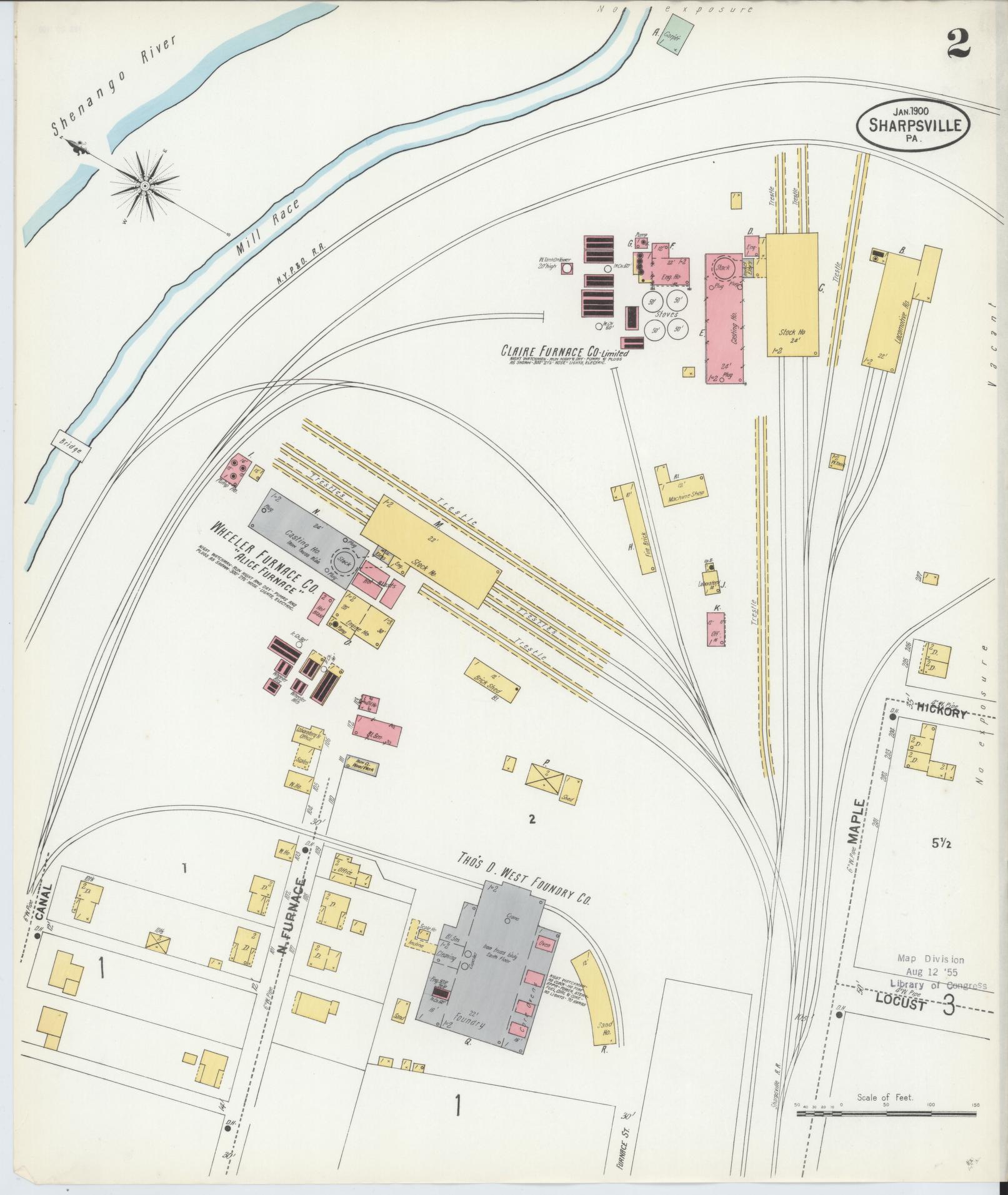 Sanborn Fire Insurance Map from Sharpsville, Mercer County, Pennsylvania (1900), Sheet #0002 - Complete Map Set gallery image, historic Sanborn map, vintage wall art, Pennsylvania Pennsylvania