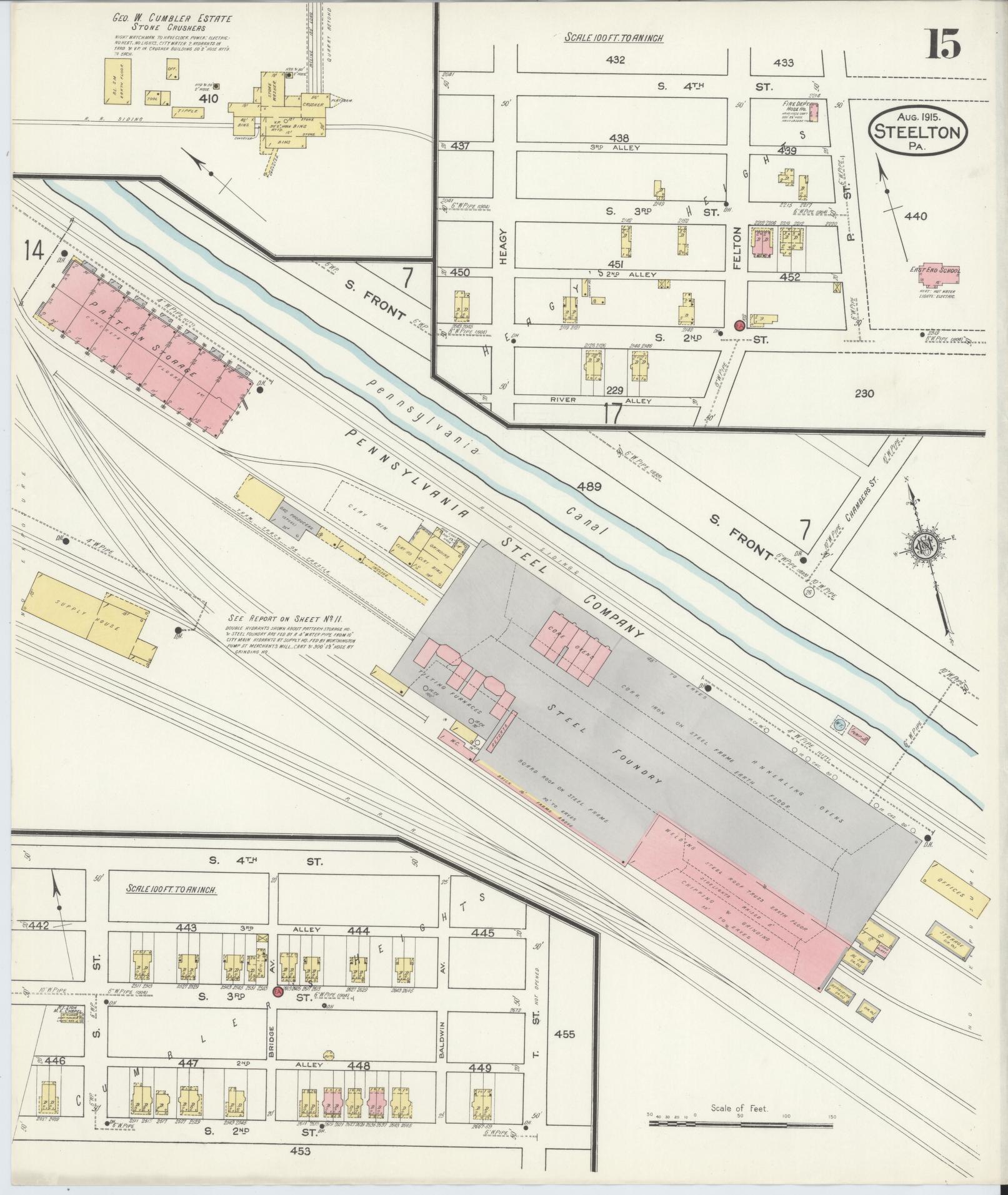 Sanborn Fire Insurance Map from Steelton, Dauphin County, Pennsylvania (1915), Sheet #0015 - Complete Map Set gallery image, historic Sanborn map, vintage wall art, Pennsylvania Pennsylvania