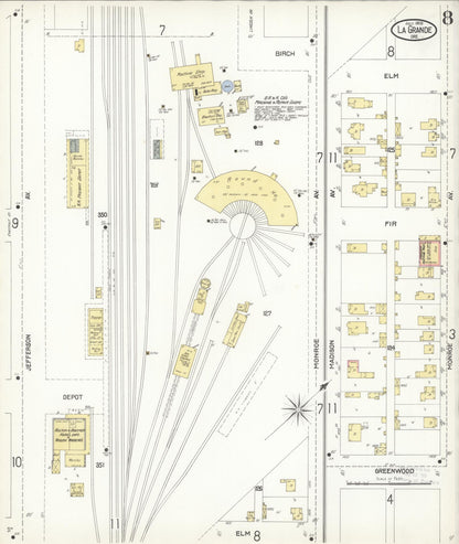 Sanborn Fire Insurance Map from La Grande, Union County, Oregon (1903), Sheet #0008 - Complete Map Set gallery image, historic Sanborn map, vintage wall art, Oregon Oregon