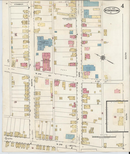 Sanborn Fire Insurance Map from McSherrystown, Adams County, Pennsylvania (1940), Sheet #0004 - Historic Sanborn Fire Insurance Map Print, vintage old map wall art, antique decor, genealogy gift, Pennsylvania Pennsylvania map