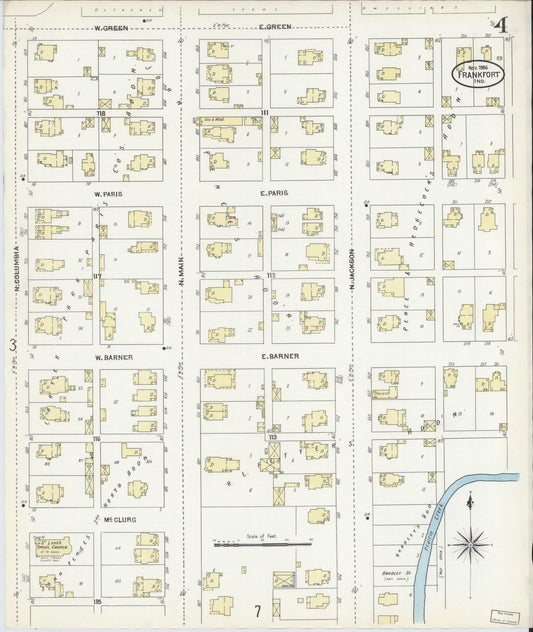 Sanborn Fire Insurance Map from Frankfort, Clinton County, Indiana (1906), Sheet #0004 - Historic Sanborn Fire Insurance Map Print, vintage old map wall art, antique decor, genealogy gift, Indiana Indiana map