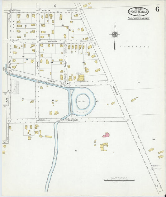 Sanborn Fire Insurance Map from Fayetteville, Onondaga County, New York (1919), Sheet #0006 - Historic Sanborn Fire Insurance Map Print, vintage old map wall art, antique decor, genealogy gift, New York New York map