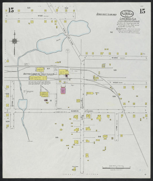 Sanborn Fire Insurance Map from Florala, Covington County, Alabama (1924), Sheet #0015 - Historic Sanborn Fire Insurance Map Print, vintage old map wall art, antique decor, genealogy gift, Alabama Alabama map