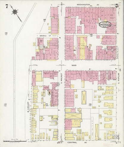 Sanborn Fire Insurance Map from Greenville, Washington County, Mississippi (1925), Sheet #0007 - Complete Map Set gallery image, historic Sanborn map, vintage wall art, Mississippi Mississippi