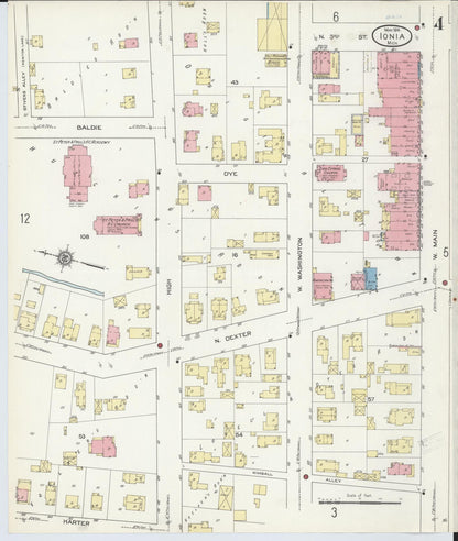 Sanborn Fire Insurance Map from Ionia, Ionia County, Michigan (1914), Sheet #0004 - Complete Map Set gallery image, historic Sanborn map, vintage wall art, Michigan Michigan