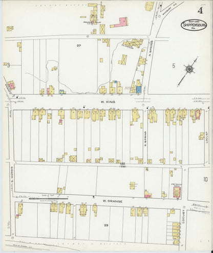 Sanborn Fire Insurance Map from Shippensburg, Cumberland And Franklin Counties, Pennsylvania (1921), Sheet #0004 - Historic Sanborn Fire Insurance Map Print, vintage old map wall art, antique decor, genealogy gift, Counties Pennsylvania map
