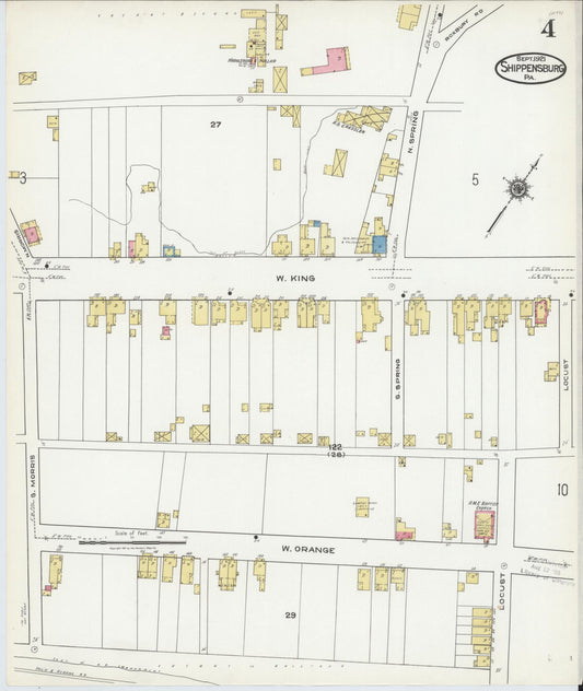 Sanborn Fire Insurance Map from Shippensburg, Cumberland And Franklin Counties, Pennsylvania (1921), Sheet #0004 - Historic Sanborn Fire Insurance Map Print, vintage old map wall art, antique decor, genealogy gift, Counties Pennsylvania map