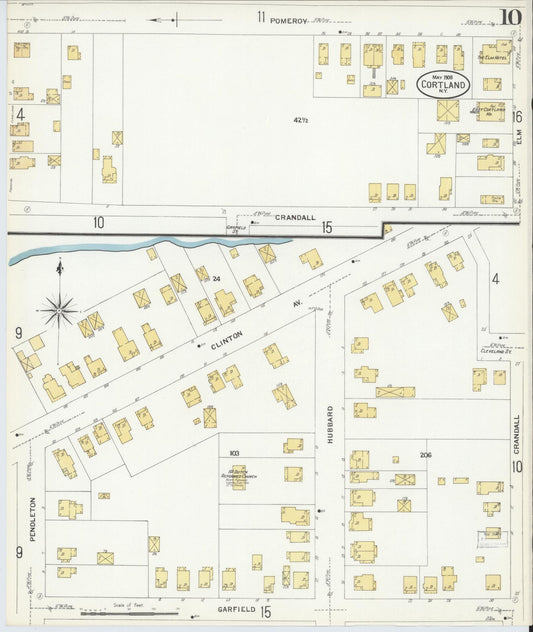 Sanborn Fire Insurance Map from Cortland, Cortland County, New York (1908), Sheet #0010 - Historic Sanborn Fire Insurance Map Print, vintage old map wall art, antique decor, genealogy gift, New York New York map