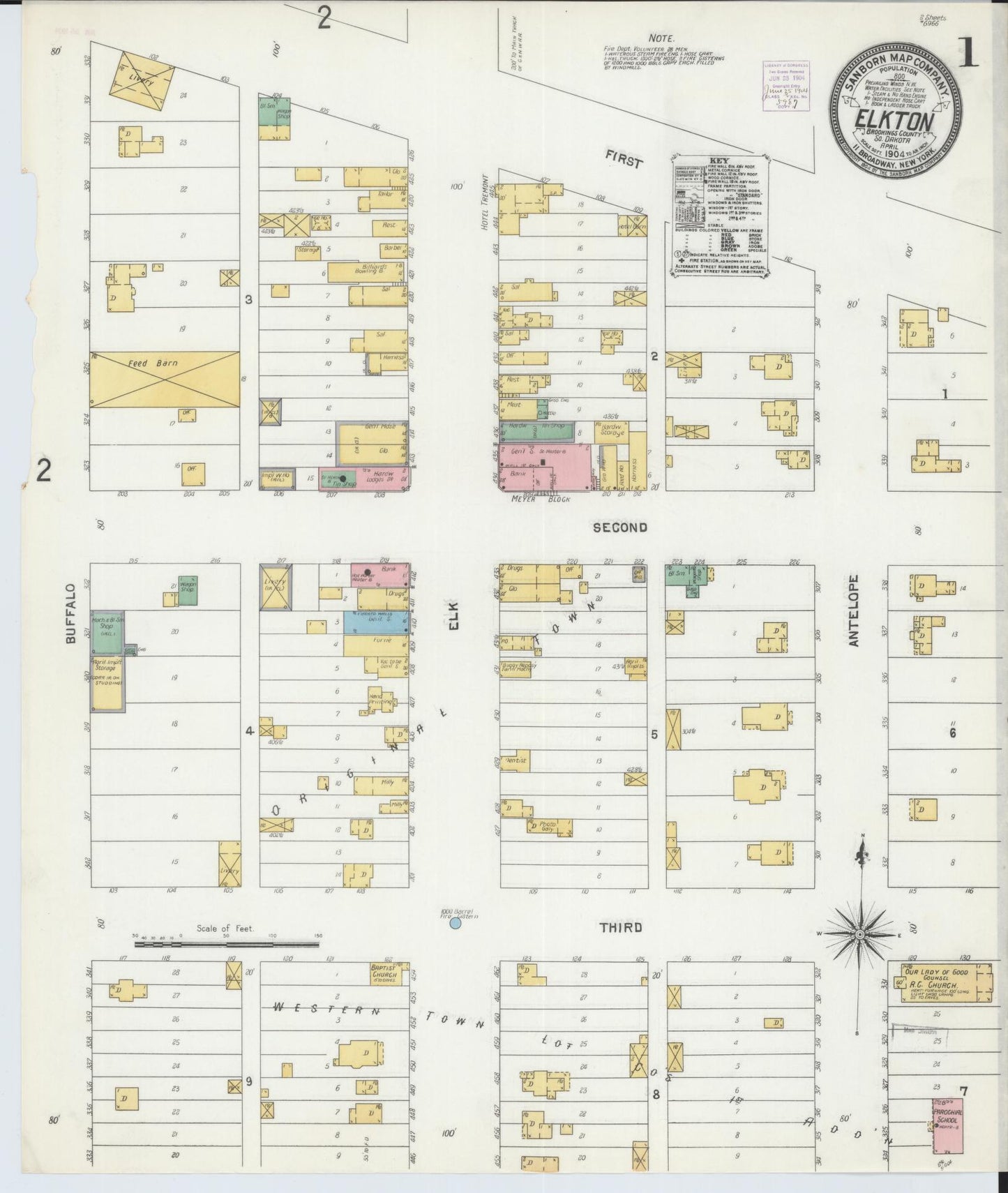 Sanborn Fire Insurance Map from Elkton, Brookings County, South Dakota (1904), Sheet #0001 - Complete Map Set gallery image, historic Sanborn map, vintage wall art, South Dakota South Dakota