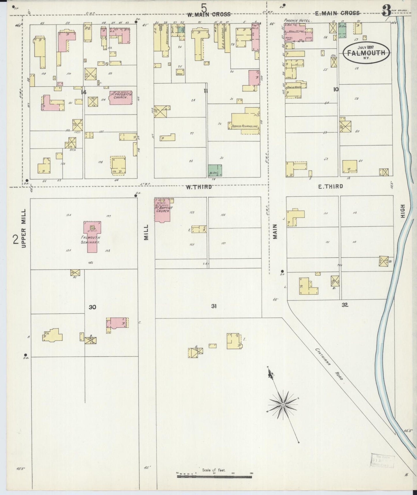 Sanborn Fire Insurance Map from Falmouth, Pendleton County, Kentucky (1897), Sheet #0003 - Historic Sanborn Fire Insurance Map Print, vintage old map wall art, antique decor, genealogy gift, Kentucky Kentucky map