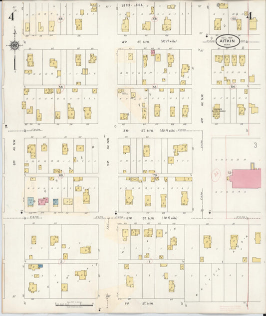 Sanborn Fire Insurance Map from Aitkin, Aitkin County, Minnesota (1936), Sheet #0004 - Historic Sanborn Fire Insurance Map Print, vintage old map wall art, antique decor, genealogy gift, Minnesota Minnesota map