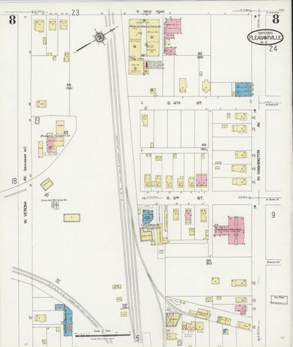 Sanborn Fire Insurance Map from Pleasantville, Atlantic County, New Jersey (1924), Sheet #0008 - Historic Sanborn Fire Insurance Map Print, vintage old map wall art, antique decor, genealogy gift, New Jersey New Jersey map