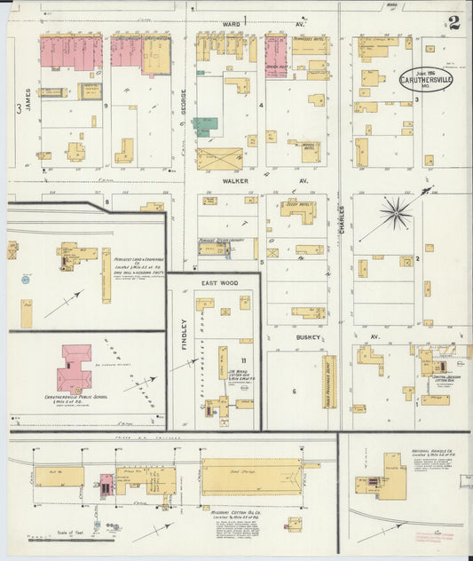 Sanborn Fire Insurance Map from Caruthersville, Pemiscot County, Missouri (1906), Sheet #0002 - Historic Sanborn Fire Insurance Map Print, vintage old map wall art, antique decor, genealogy gift, Missouri Missouri map