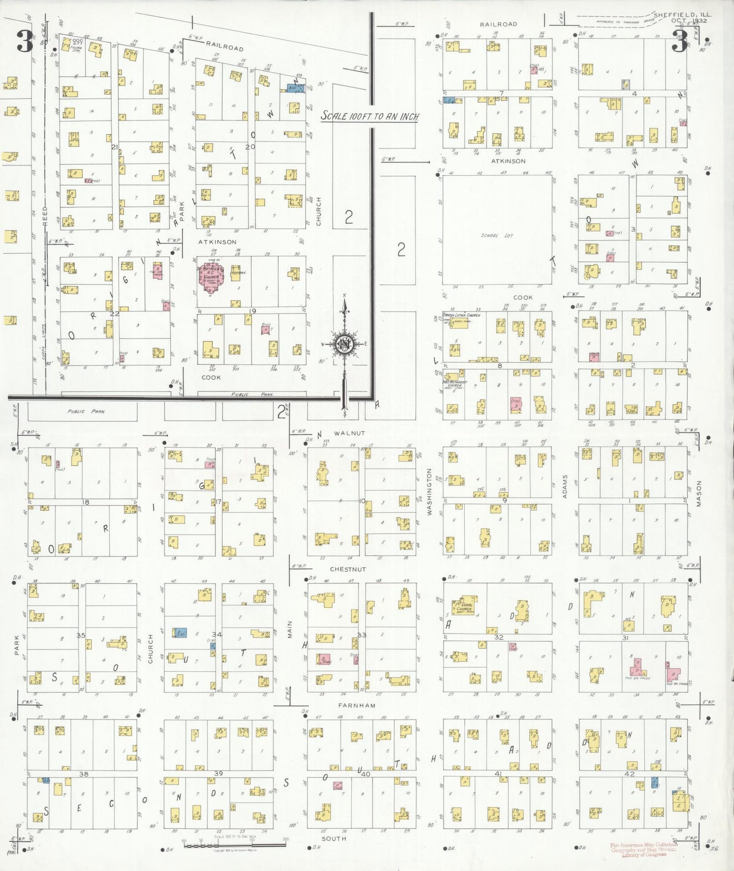 Sanborn Fire Insurance Map from Sheffield, Bureau County, Illinois (1932), Sheet #0003 - Complete Map Set gallery image, historic Sanborn map, vintage wall art, Illinois Illinois