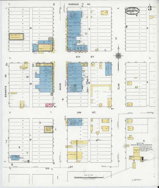 Sanborn Fire Insurance Map from Granite, Greer County, Oklahoma (1920), Sheet #0003 - Historic Sanborn Fire Insurance Map Print, vintage old map wall art, antique decor, genealogy gift, Oklahoma Oklahoma map