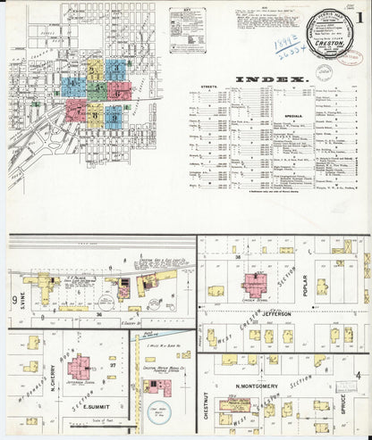 Sanborn Fire Insurance Map from Creston, Union County, Iowa (1899), Sheet #0001 - Historic Sanborn Fire Insurance Map Print