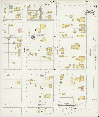 Sanborn Fire Insurance Map from Corpus Christi, Nueces County, Texas (1906), Sheet #0006 - Complete Map Set gallery image, historic Sanborn map, vintage wall art, Texas Texas