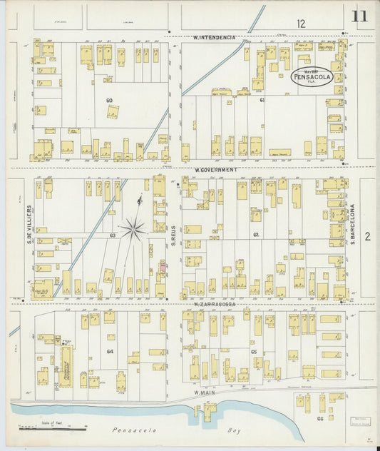Sanborn Fire Insurance Map from Pensacola, Escambia County, Florida (1897), Sheet #0011 - Historic Sanborn Fire Insurance Map Print, vintage old map wall art, antique decor, genealogy gift, Florida Florida map