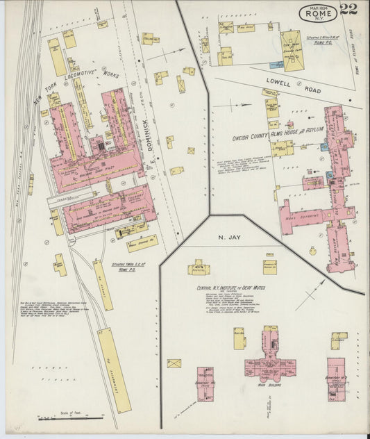Sanborn Fire Insurance Map from Rome, Oneida County, New York (1894), Sheet #0022 - Historic Sanborn Fire Insurance Map Print, vintage old map wall art, antique decor, genealogy gift, New York New York map