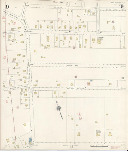 Sanborn Fire Insurance Map from Easthampton, Suffolk County, New York (1943), Sheet #0009 - Complete Map Set gallery image, historic Sanborn map, vintage wall art, New York New York