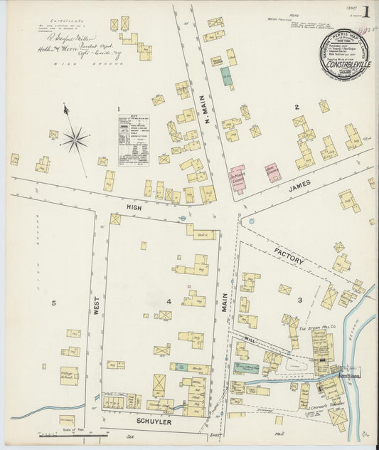 Sanborn Fire Insurance Map from Constableville, Lewis County, New York (1890), Sheet #0001 - Complete Map Set gallery image, historic Sanborn map, vintage wall art, New York New York