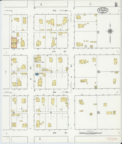 Sanborn Fire Insurance Map from Edgar, Clay County, Nebraska (1921), Sheet #0008 - Complete Map Set gallery image, historic Sanborn map, vintage wall art, Nebraska Nebraska