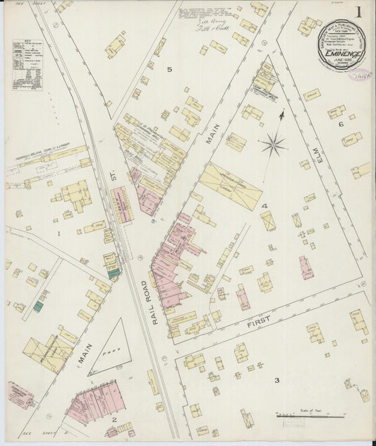 Sanborn Fire Insurance Map from Eminence, Henry County, Kentucky (1886), Sheet #0001 - Complete Map Set gallery image, historic Sanborn map, vintage wall art, Kentucky Kentucky