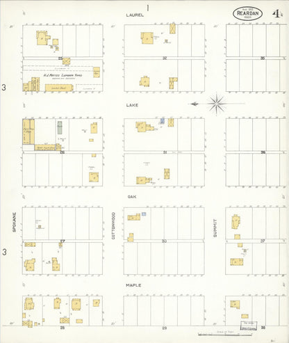 Sanborn Fire Insurance Map from Reardan, Lincoln County, Washington (1905), Sheet #0004 - Complete Map Set gallery image, historic Sanborn map, vintage wall art, Washington Washington