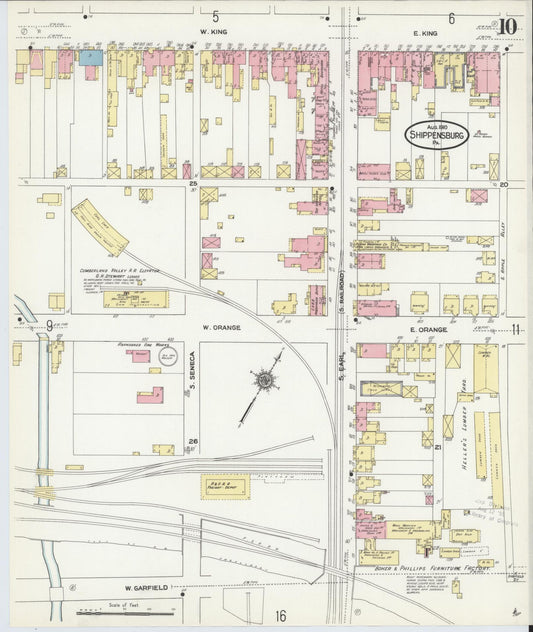Sanborn Fire Insurance Map from Shippensburg, Cumberland And Franklin Counties, Pennsylvania (1910), Sheet #0010 - Historic Sanborn Fire Insurance Map Print, vintage old map wall art, antique decor, genealogy gift, Counties Pennsylvania map