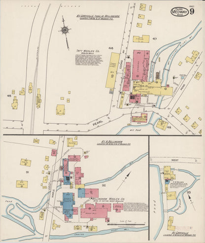 Sanborn Fire Insurance Map from Medway, Norfolk County, Massachusetts (1922), Sheet #0009 - Historic Sanborn Fire Insurance Map Print, vintage old map wall art, antique decor, genealogy gift, Massachusetts Massachusetts map