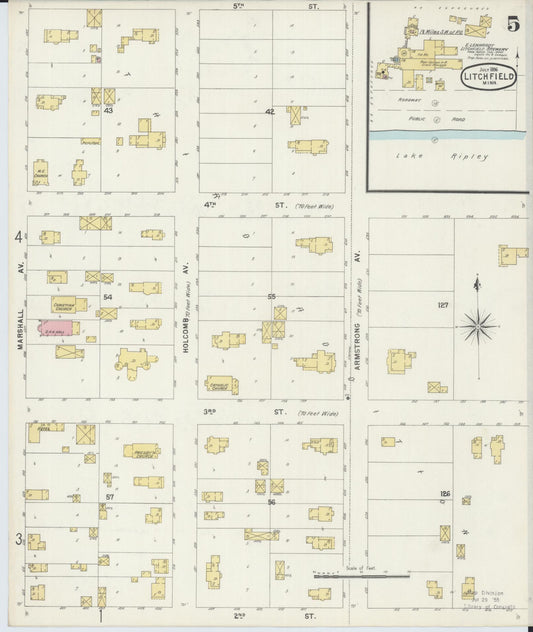 Sanborn Fire Insurance Map from Litchfield, Meeker County, Minnesota (1896), Sheet #0005 - Historic Sanborn Fire Insurance Map Print, vintage old map wall art, antique decor, genealogy gift, Minnesota Minnesota map