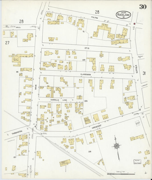 Sanborn Fire Insurance Map from Rockland, Knox County, Maine (1912), Sheet #0030 - Historic Sanborn Fire Insurance Map Print, vintage old map wall art, antique decor, genealogy gift, Maine Maine map