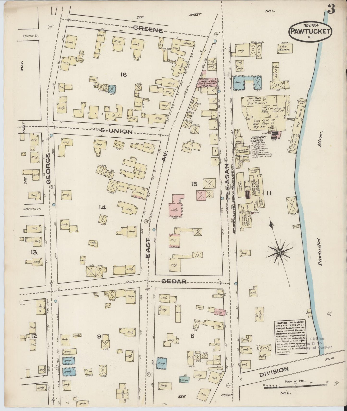 Sanborn Fire Insurance Map from Pawtucket, Providence County, Rhode Island (1884), Sheet #0003 - Complete Map Set gallery image, historic Sanborn map, vintage wall art, Rhode Island Rhode Island