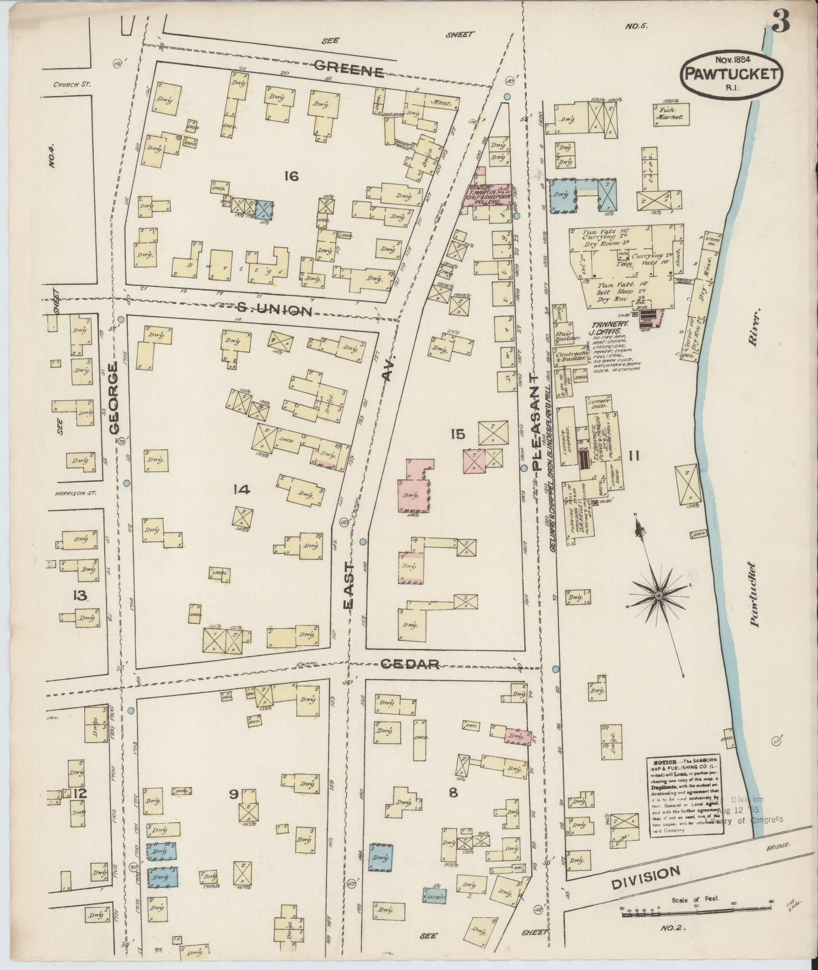 Sanborn Fire Insurance Map from Pawtucket, Providence County, Rhode Island (1884), Sheet #0003 - Complete Map Set gallery image, historic Sanborn map, vintage wall art, Rhode Island Rhode Island