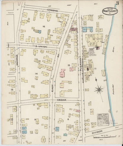 Sanborn Fire Insurance Map from Pawtucket, Providence County, Rhode Island (1884), Sheet #0003 - Complete Map Set gallery image, historic Sanborn map, vintage wall art, Rhode Island Rhode Island