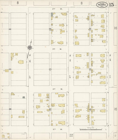 Sanborn Fire Insurance Map from Kalispell, Flathead County, Montana (1910), Sheet #0015 - Complete Map Set gallery image, historic Sanborn map, vintage wall art, Montana Montana