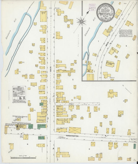Sanborn Fire Insurance Map from Prattsville, Greene County, New York (1904), Sheet #0001 - Historic Sanborn Fire Insurance Map Print, vintage old map wall art, antique decor, genealogy gift, New York New York map